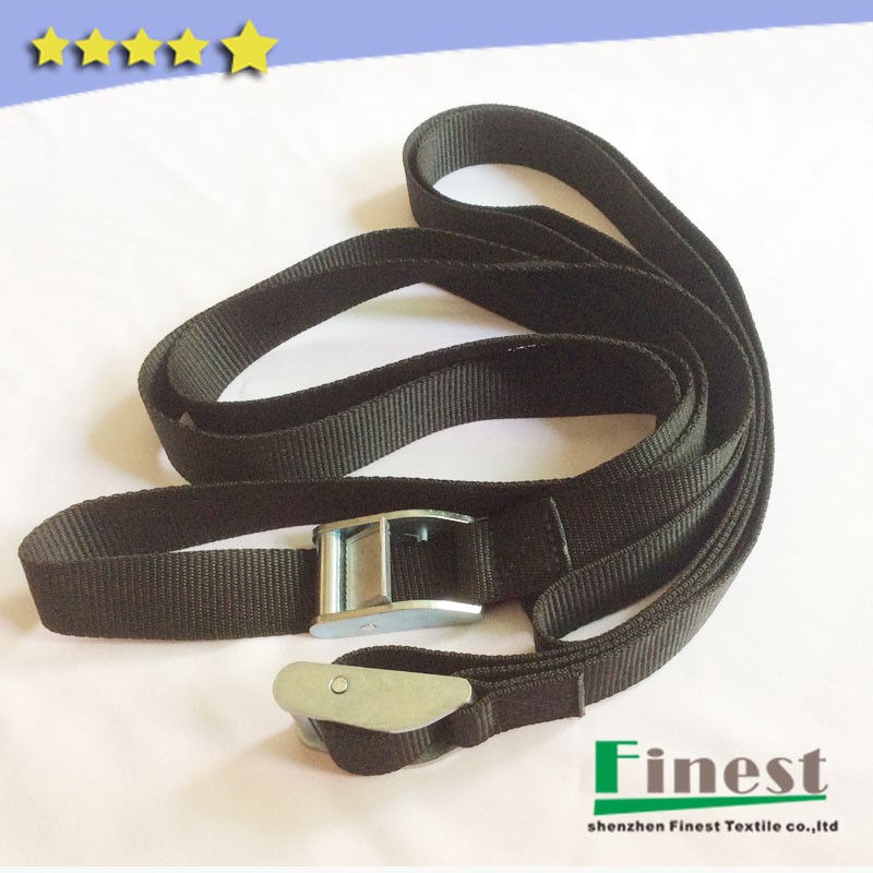 Heavy duty cam buckle tie down strap